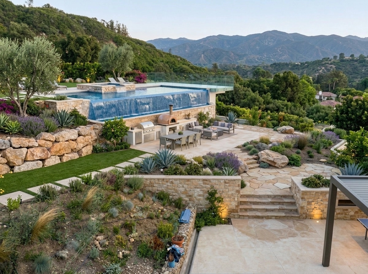 Landscape design in Mediterranean Yard style — Yard by GenRoom AI