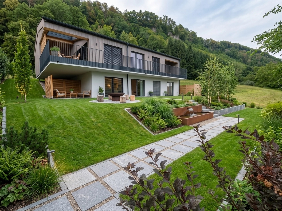 Landscape design in Scandinavian Garden style — Yard by GenRoom AI