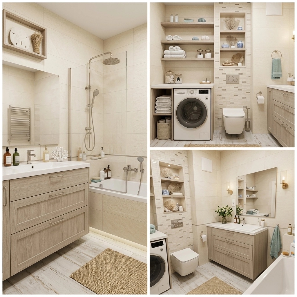 Interior design in Coastal / Hamptons style — Bathroom by GenRoom AI