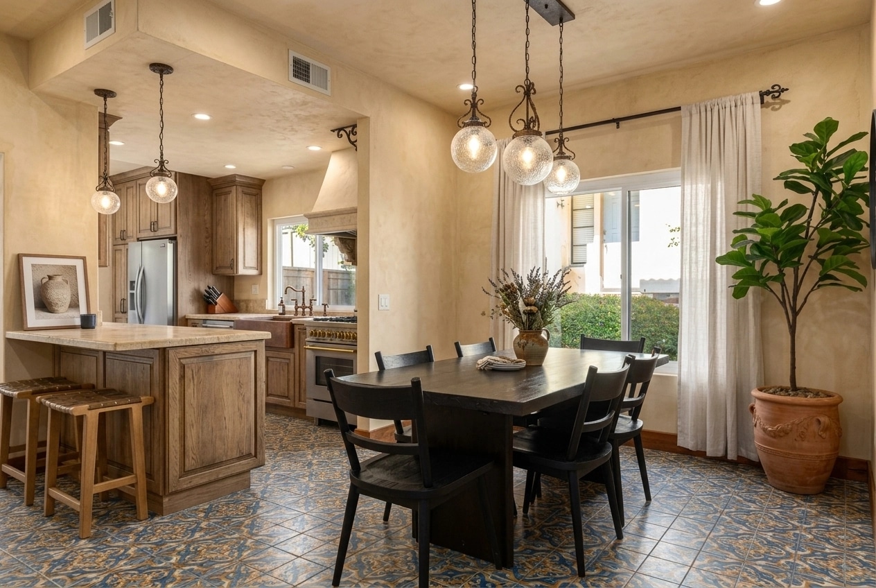 Kitchen interior in Mediterranean style — photo by GenRoom AI