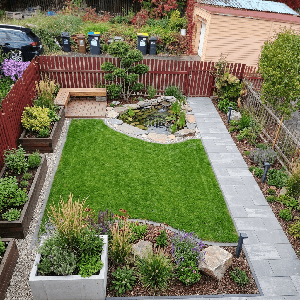 Design paisagístico em estilo Contemporary Yard — Jardim por GenRoom AI