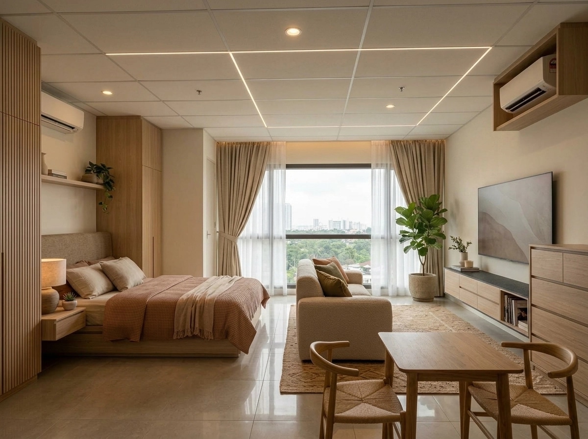 Interior design in Japandi style — studio by GenRoom AI