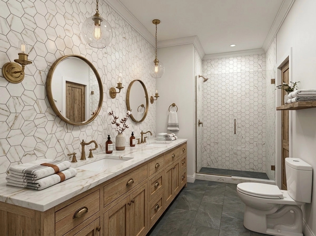 Interior design in Modern Farmhouse style — Bathroom by GenRoom AI