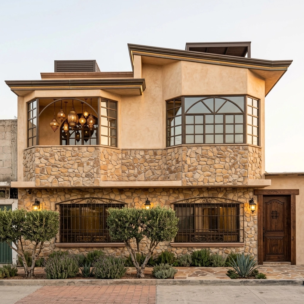 Facade design in Mediterranean Facade style — photo by GenRoom AI