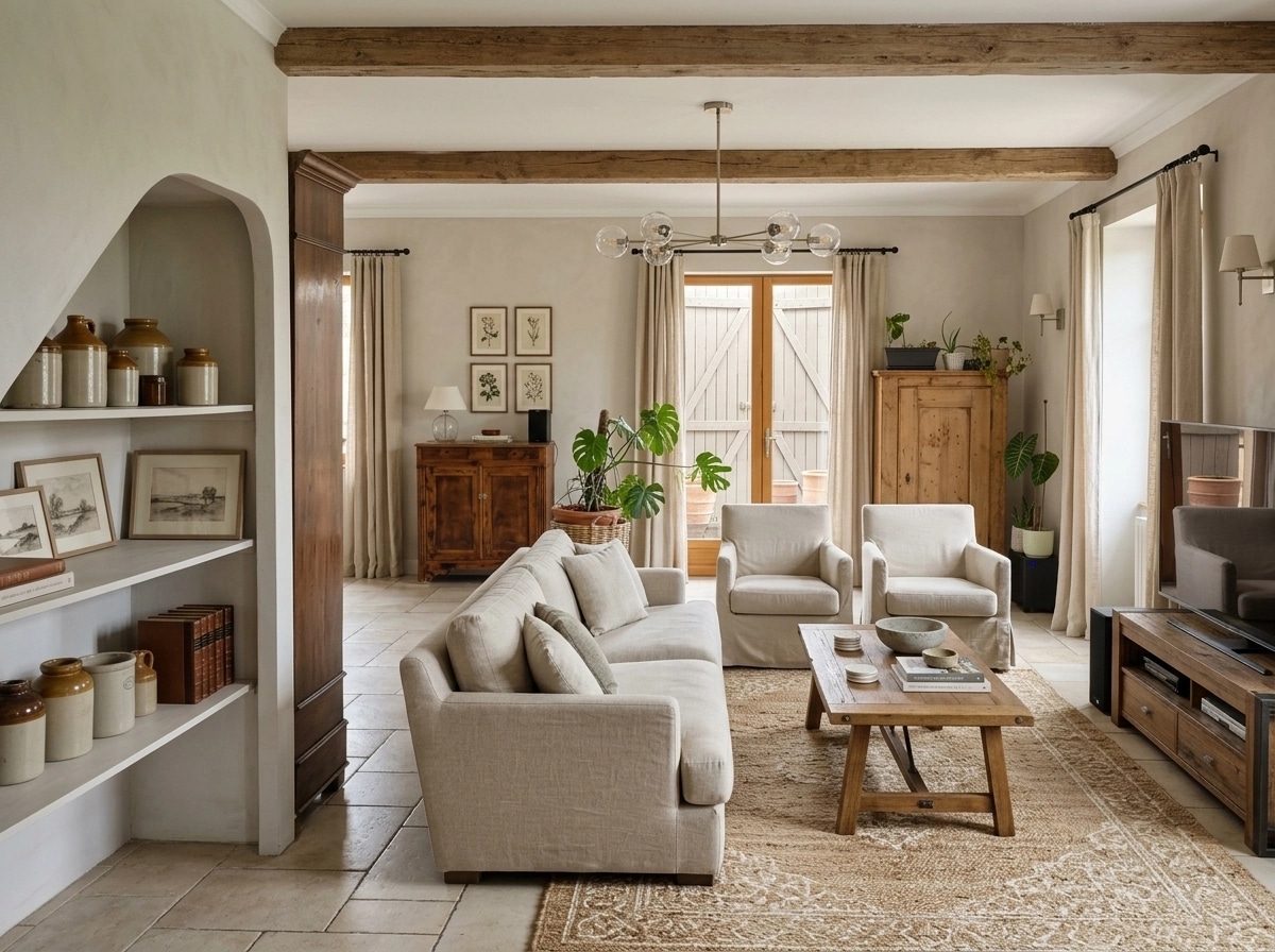 Interiördesign i stilen Modern Farmhouse — Vardagsrum av GenRoom AI