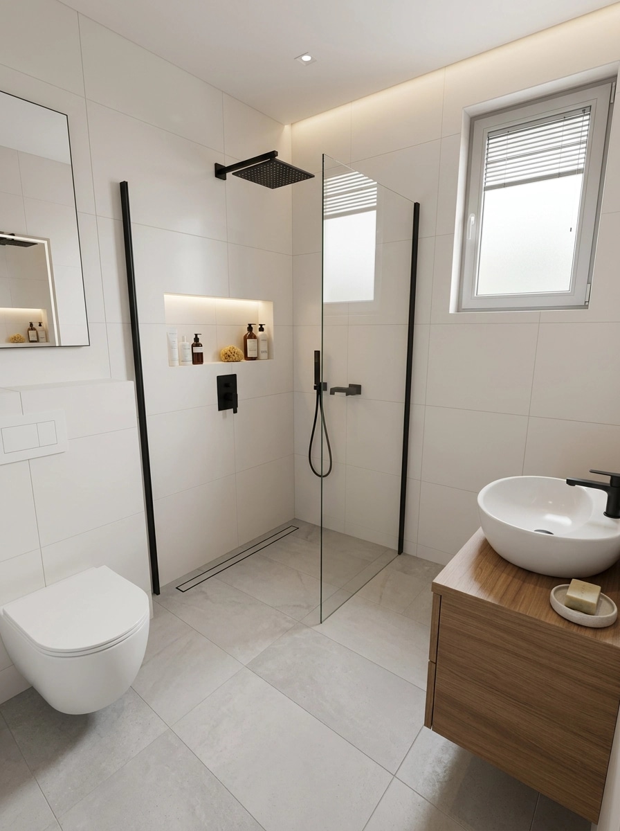 Bathroom interior in Minimalism style — photo by GenRoom AI