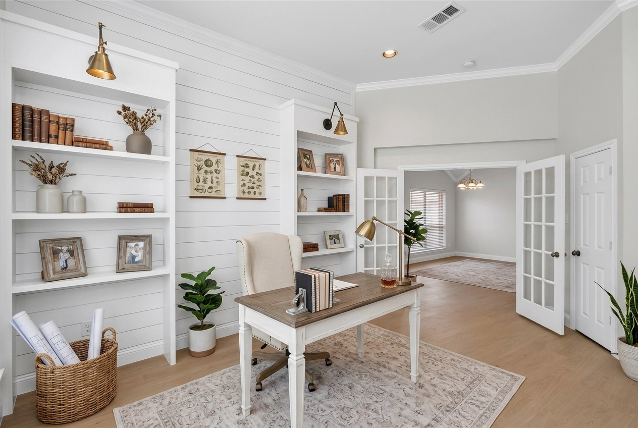 Office interior in Modern Farmhouse style — photo by GenRoom AI