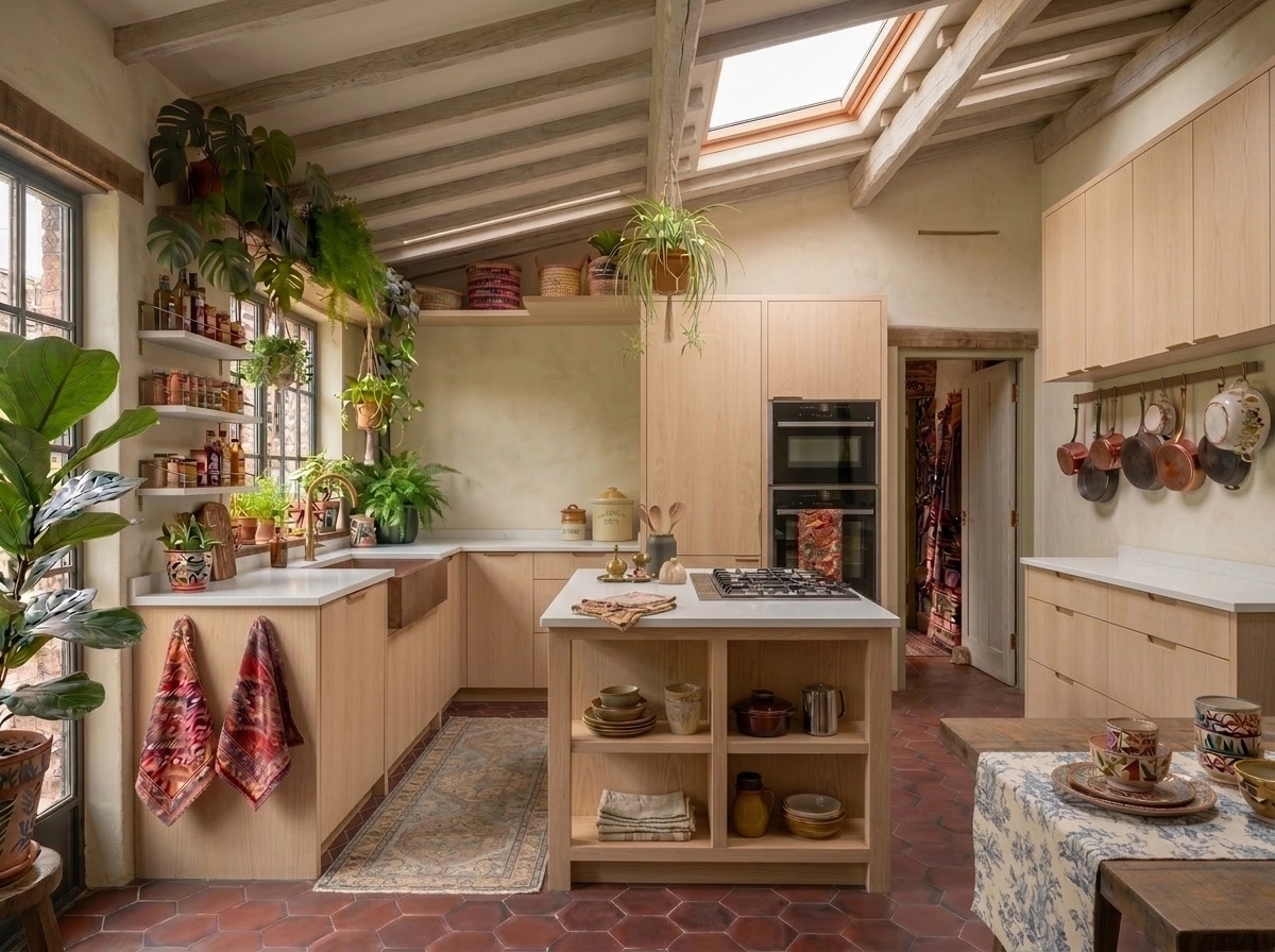 Kitchen interior in Biophilic style — photo by GenRoom AI