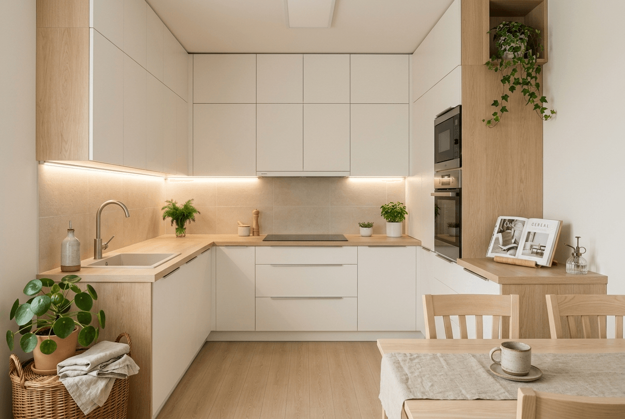 Kitchen interior in Scandinavian style — photo by GenRoom AI