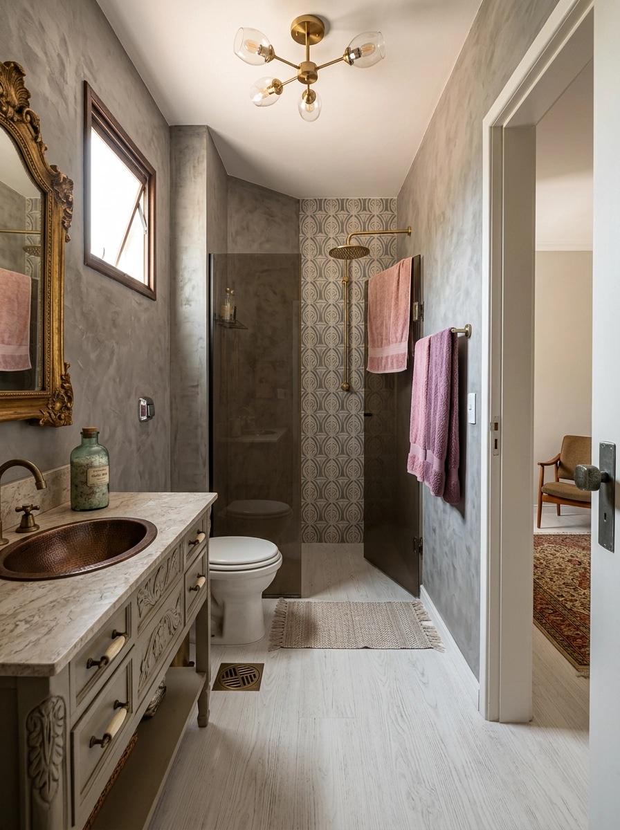 Bathroom interior in Eclectic style — photo by GenRoom AI