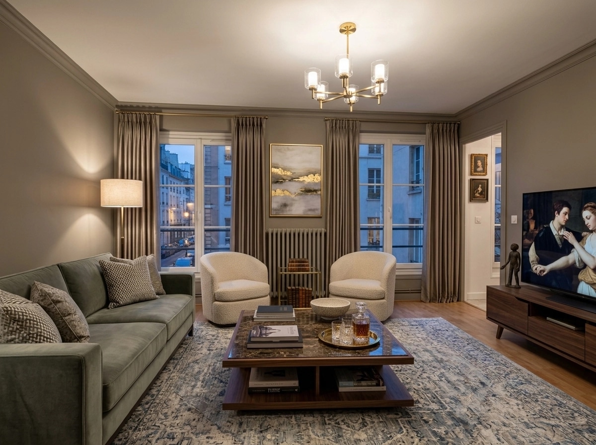 Transitional Living Room design — interior photo by GenRoom AI