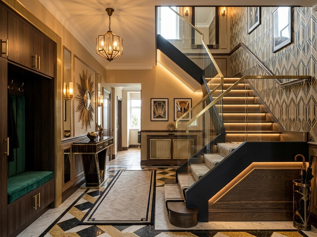 Hallway interior in Art Deco style — photo by GenRoom AI