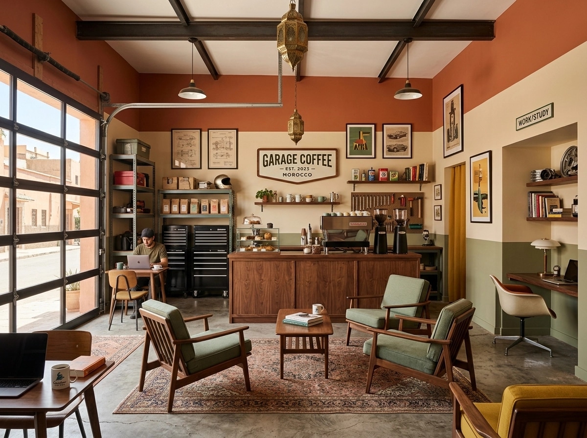 التصميم الداخلي بنمط Mid-Century Modern — garage من GenRoom AI