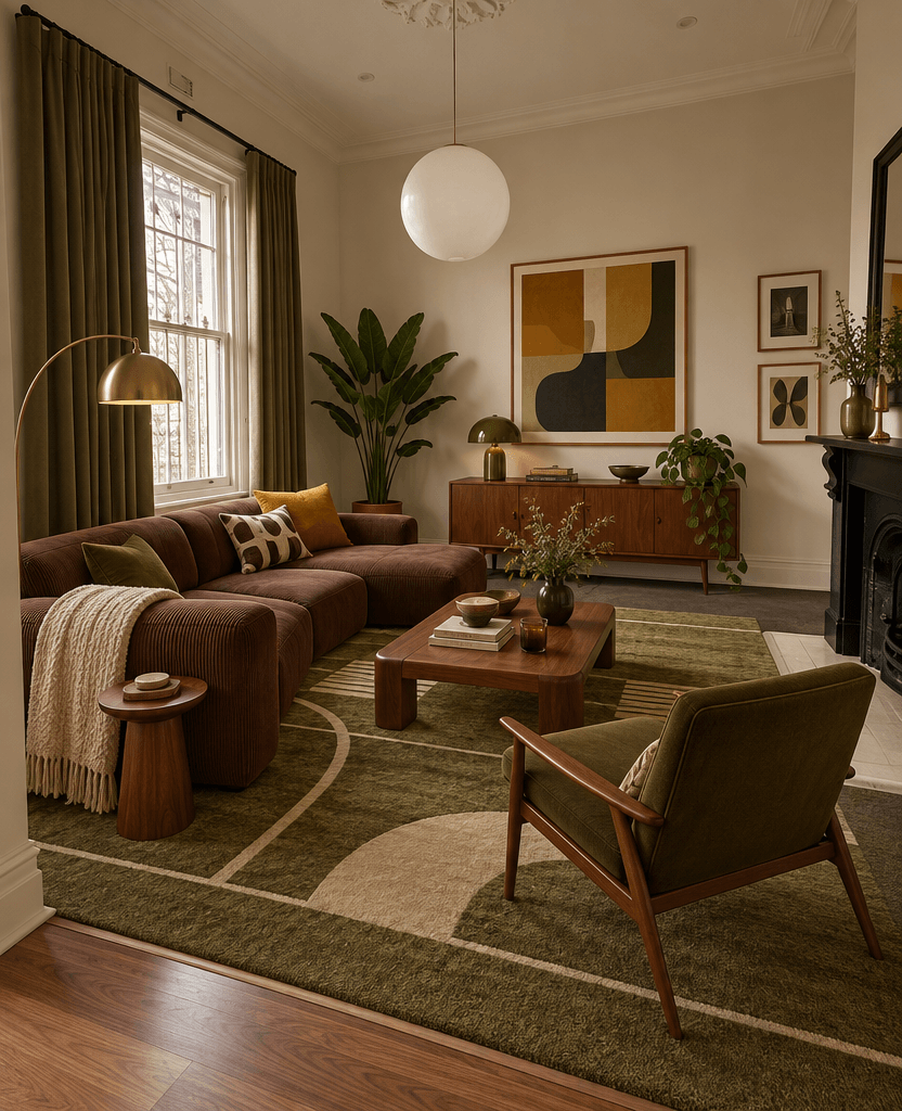 Mid-Century Modern Living Room design — interior photo by GenRoom AI