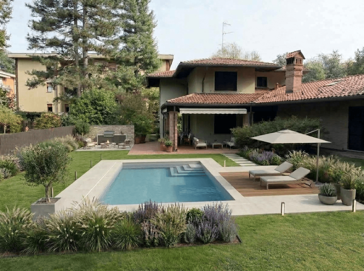 Design paysager en style Contemporary Yard — Jardin par GenRoom AI