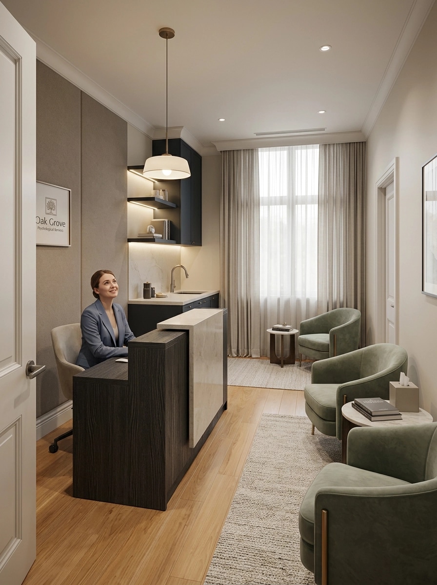 Office interior in Transitional style — photo by GenRoom AI