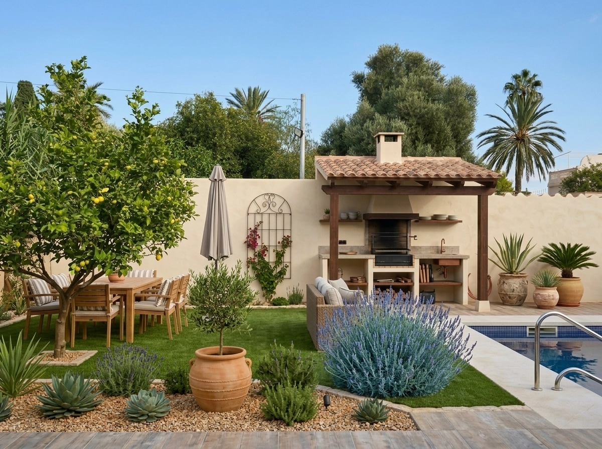 Landscape design in Mediterranean Yard style — Yard by GenRoom AI