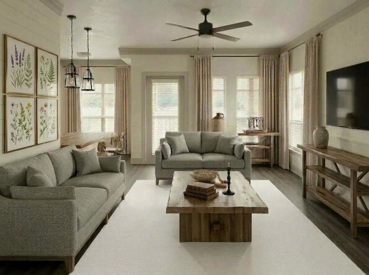 Modern Farmhouse Living Room design — interior photo by GenRoom AI