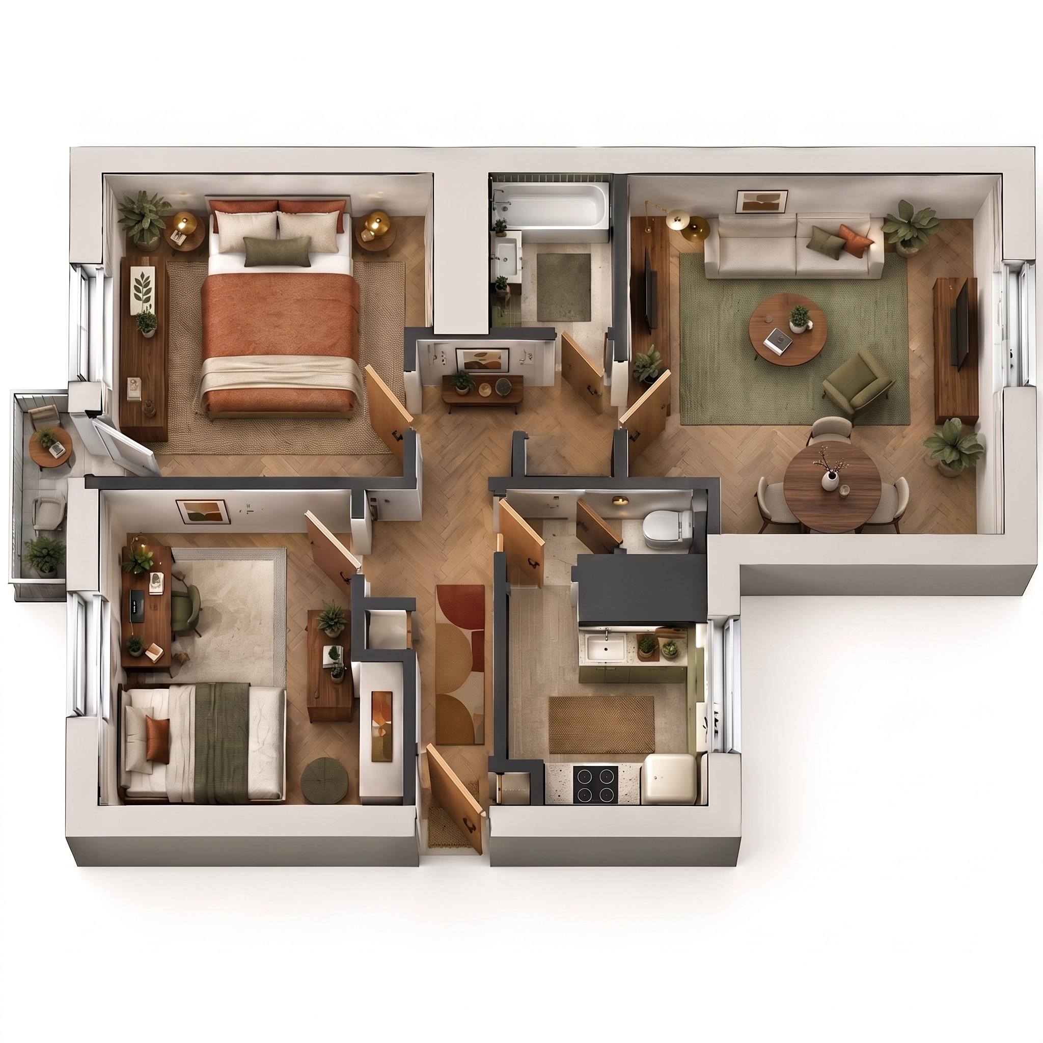 Interior design in Mid-Century Modern style — Living Room by GenRoom AI
