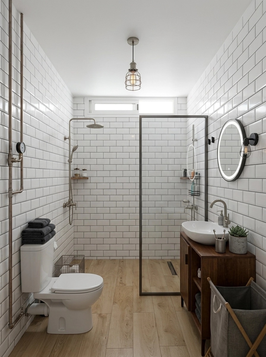 Bathroom interior in Loft / Industrial style — photo by GenRoom AI