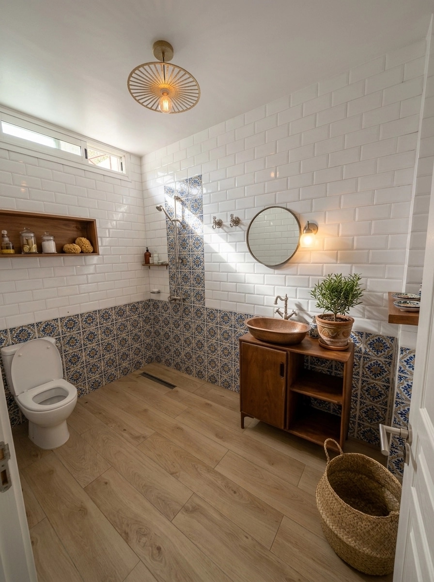 Bathroom interior in Mediterranean style — photo by GenRoom AI