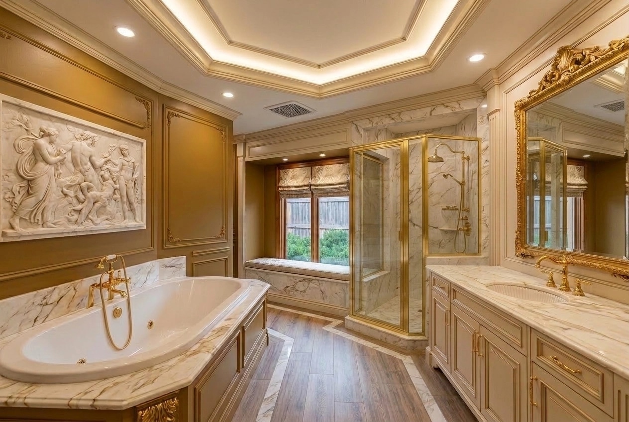 Bathroom interior in Neoclassic style — photo by GenRoom AI