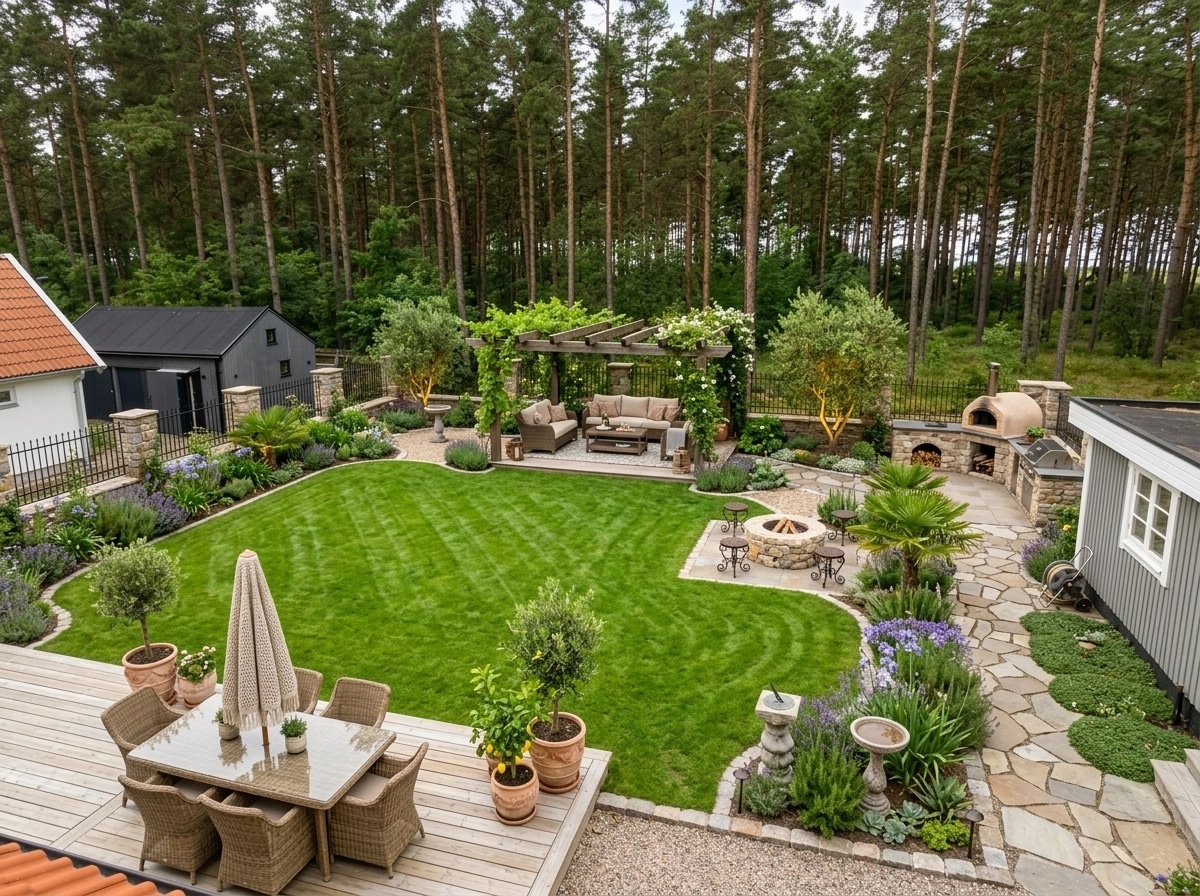 Landscape design in Mediterranean Yard style — Yard by GenRoom AI