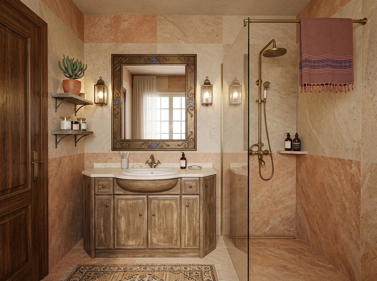 Bathroom interior in Mediterranean style — photo by GenRoom AI