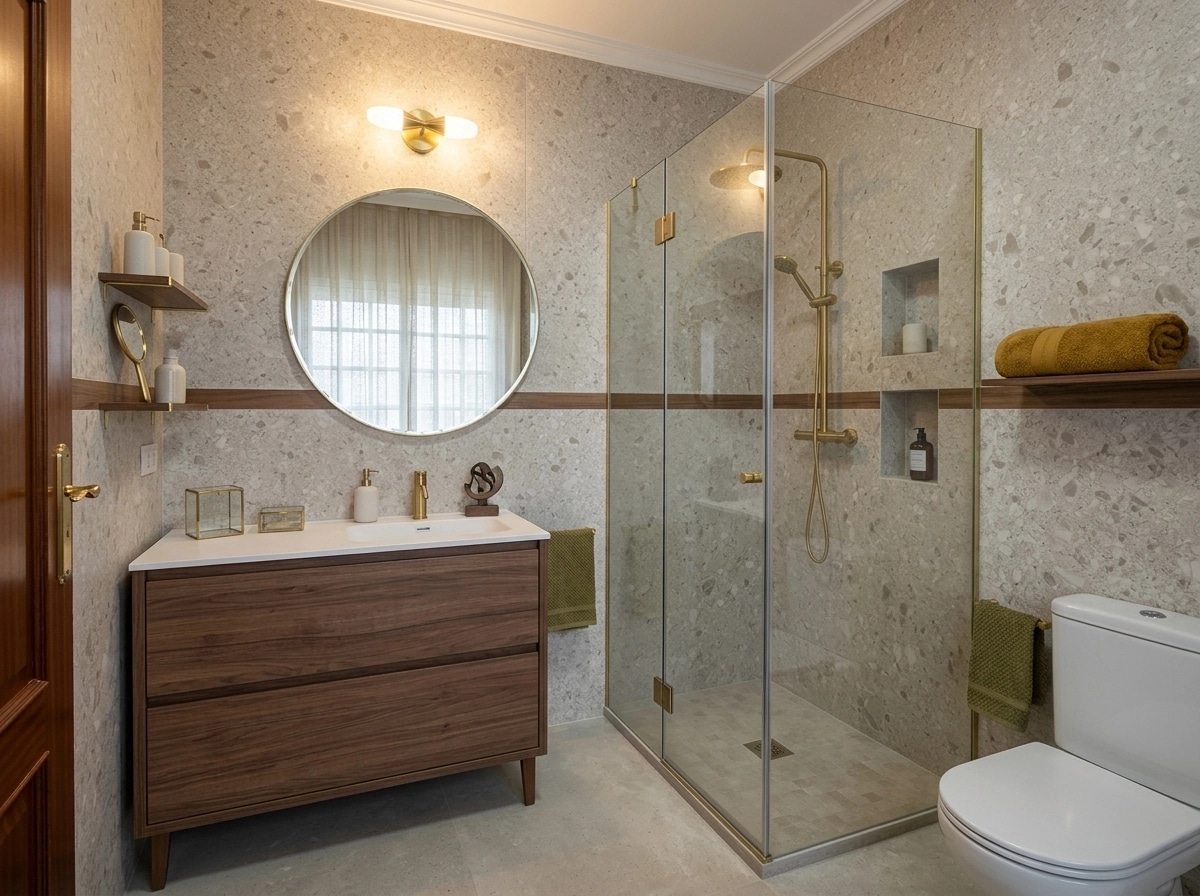 Interior design in Mid-Century Modern style — Bathroom by GenRoom AI