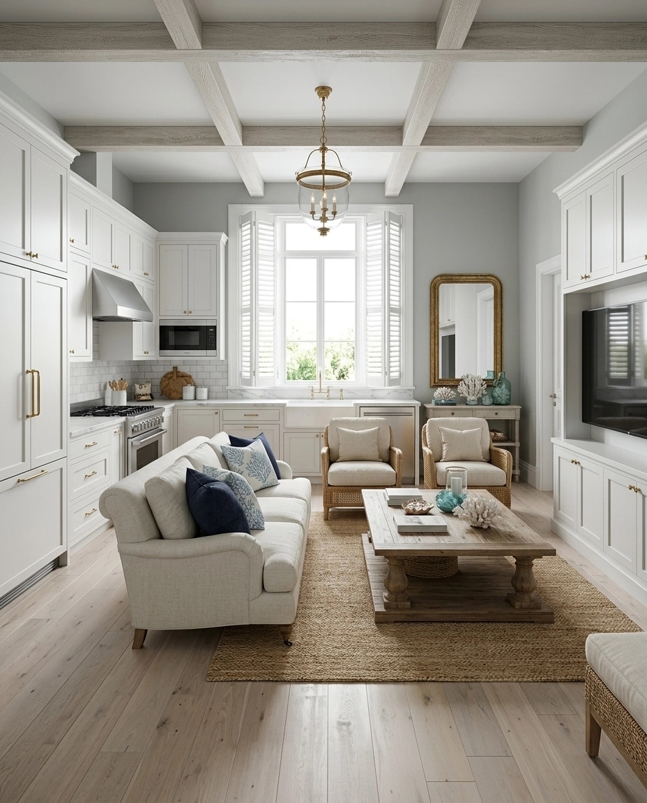 Interior design in Coastal / Hamptons style — Living Room by GenRoom AI