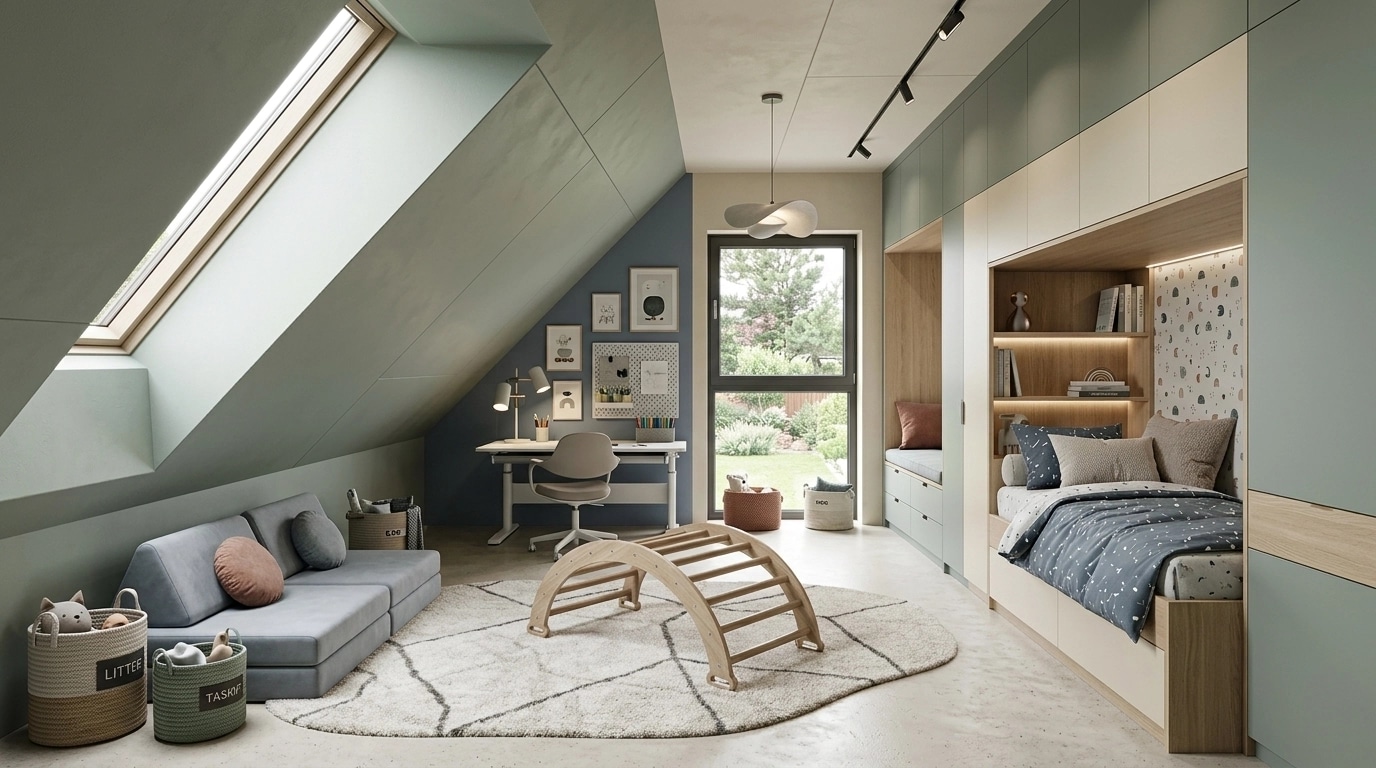Contemporary Kids Room design — interior photo by GenRoom AI