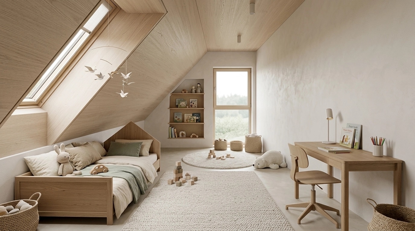 Japandi Kids Room design — interior photo by GenRoom AI