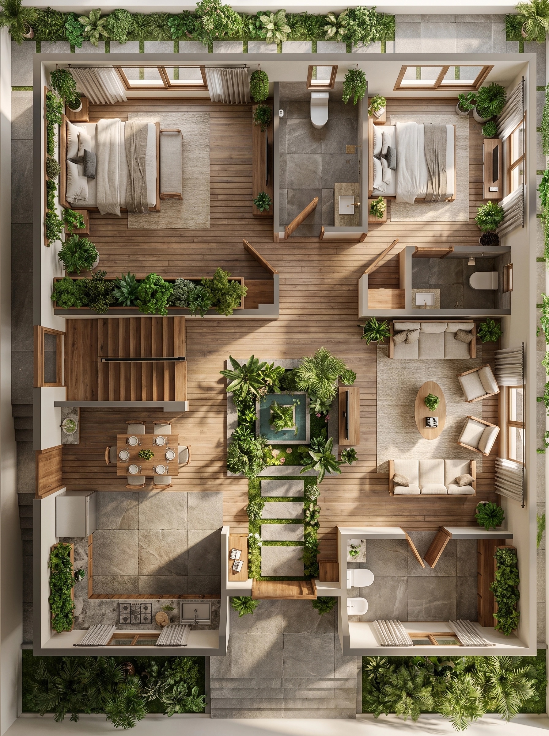 Design de interiores em estilo Biophilic — Sala de Estar por GenRoom AI