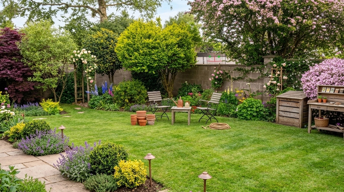 Diseño paisajístico en estilo Country Rustic Garden — Jardín por GenRoom AI