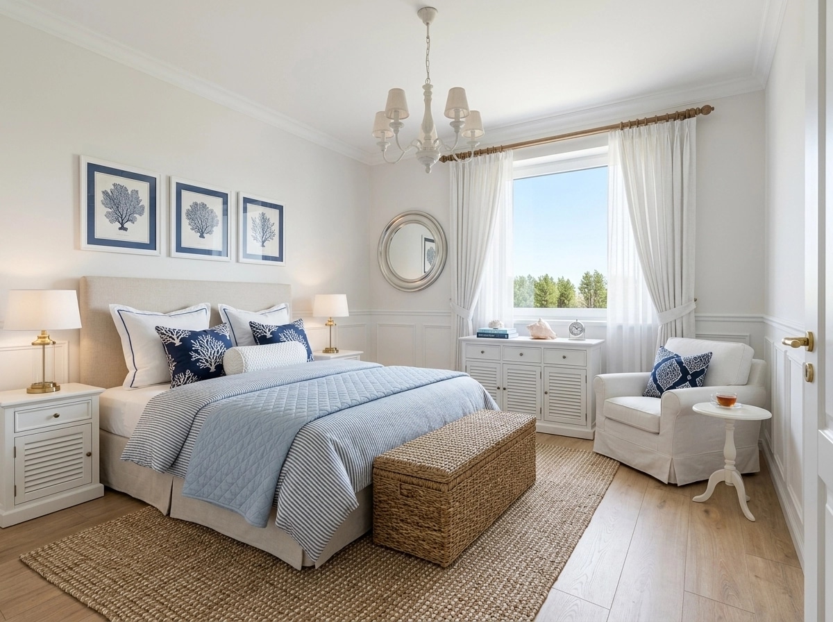 Interior design in Coastal / Hamptons style — Bedroom by GenRoom AI