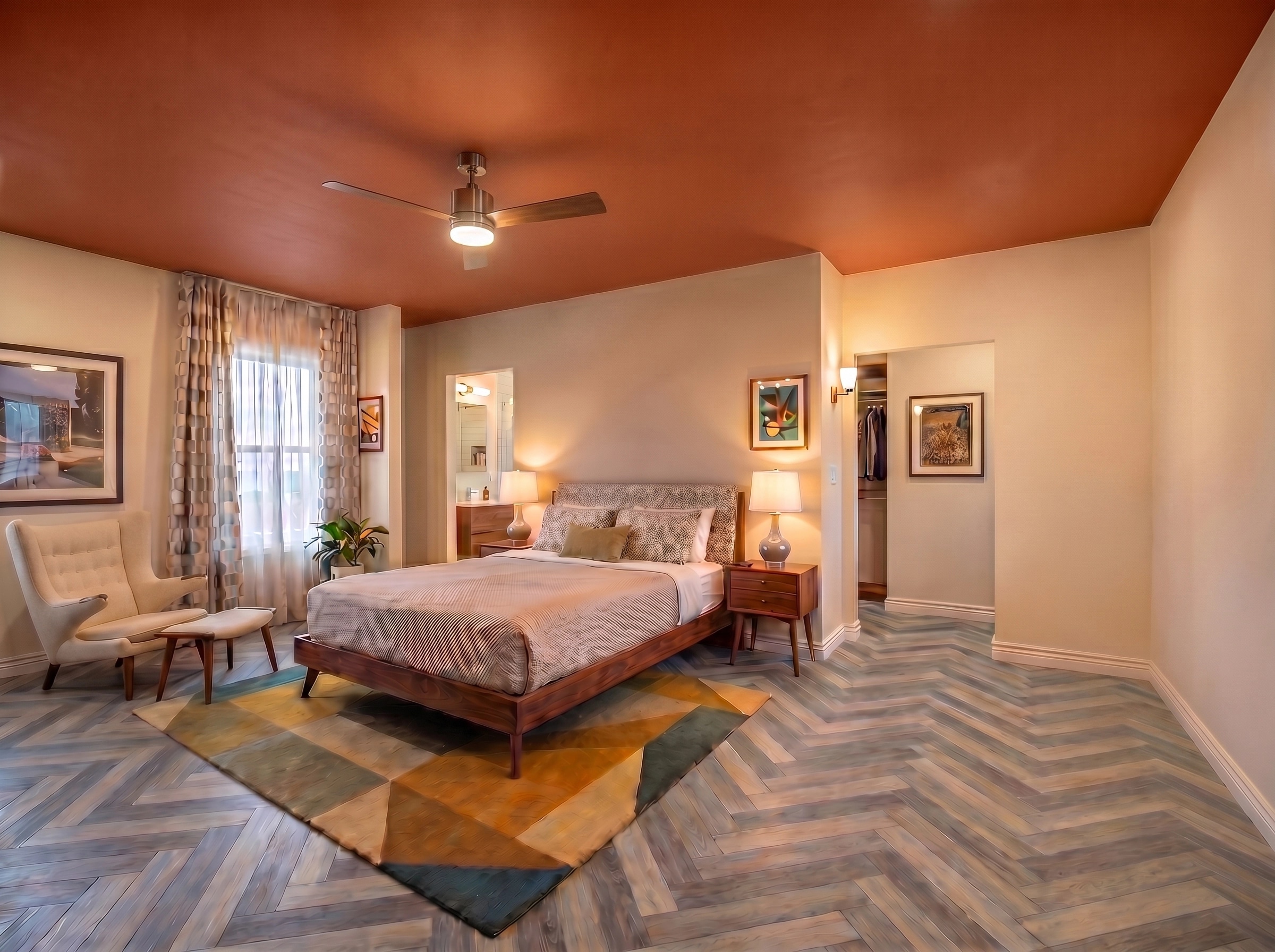 Mid-Century Modern Quarto design — interior photo by GenRoom AI