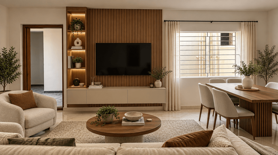 İç mekân tasarımı Contemporary stili — Oturma Odası GenRoom AI