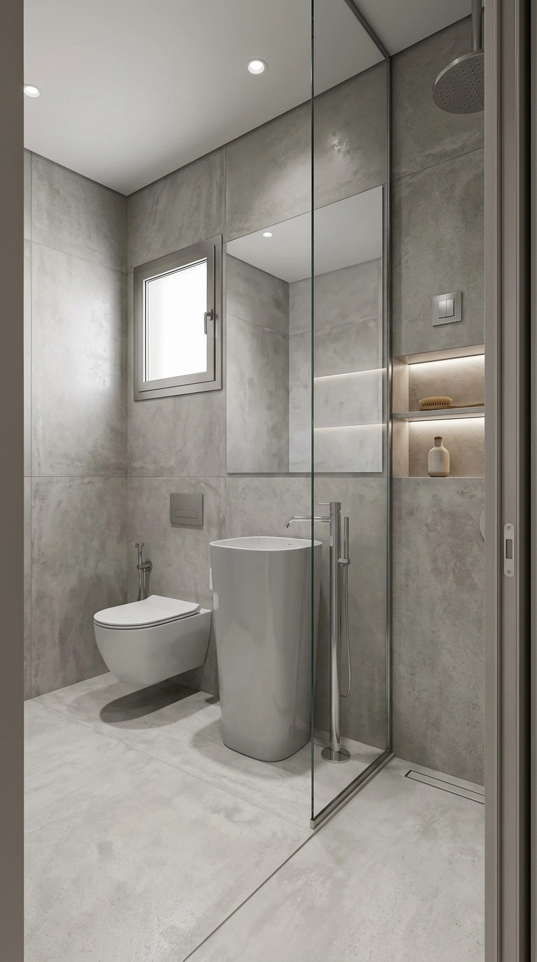 Bathroom interior in Minimalism style — photo by GenRoom AI