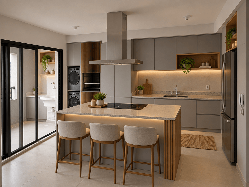 Kitchen interior in Minimalism style — photo by GenRoom AI