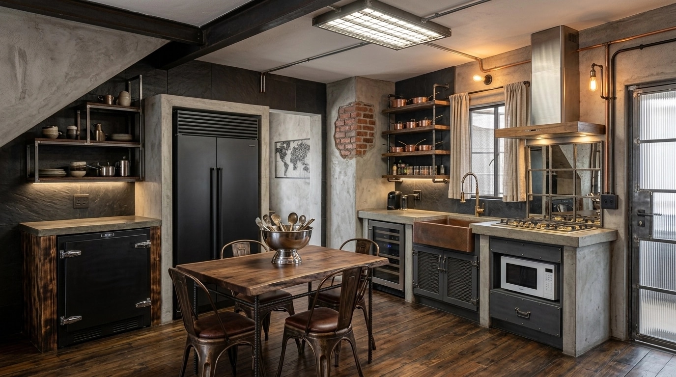 Loft / Industrial Kitchen design — interior photo by GenRoom AI