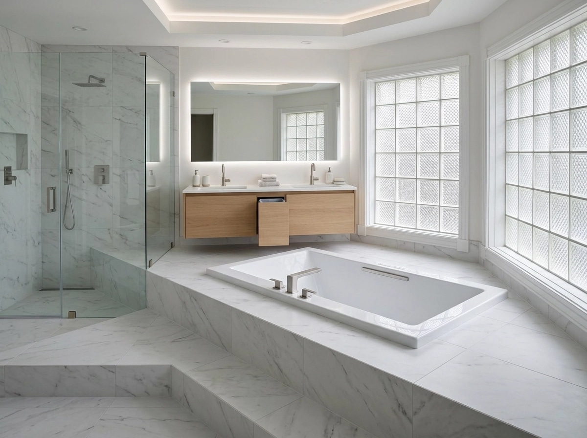 Bathroom interior in Minimalism style — photo by GenRoom AI