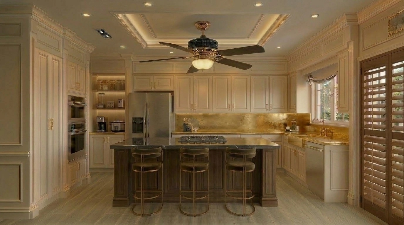 Kitchen interior in Neoclassic style — photo by GenRoom AI