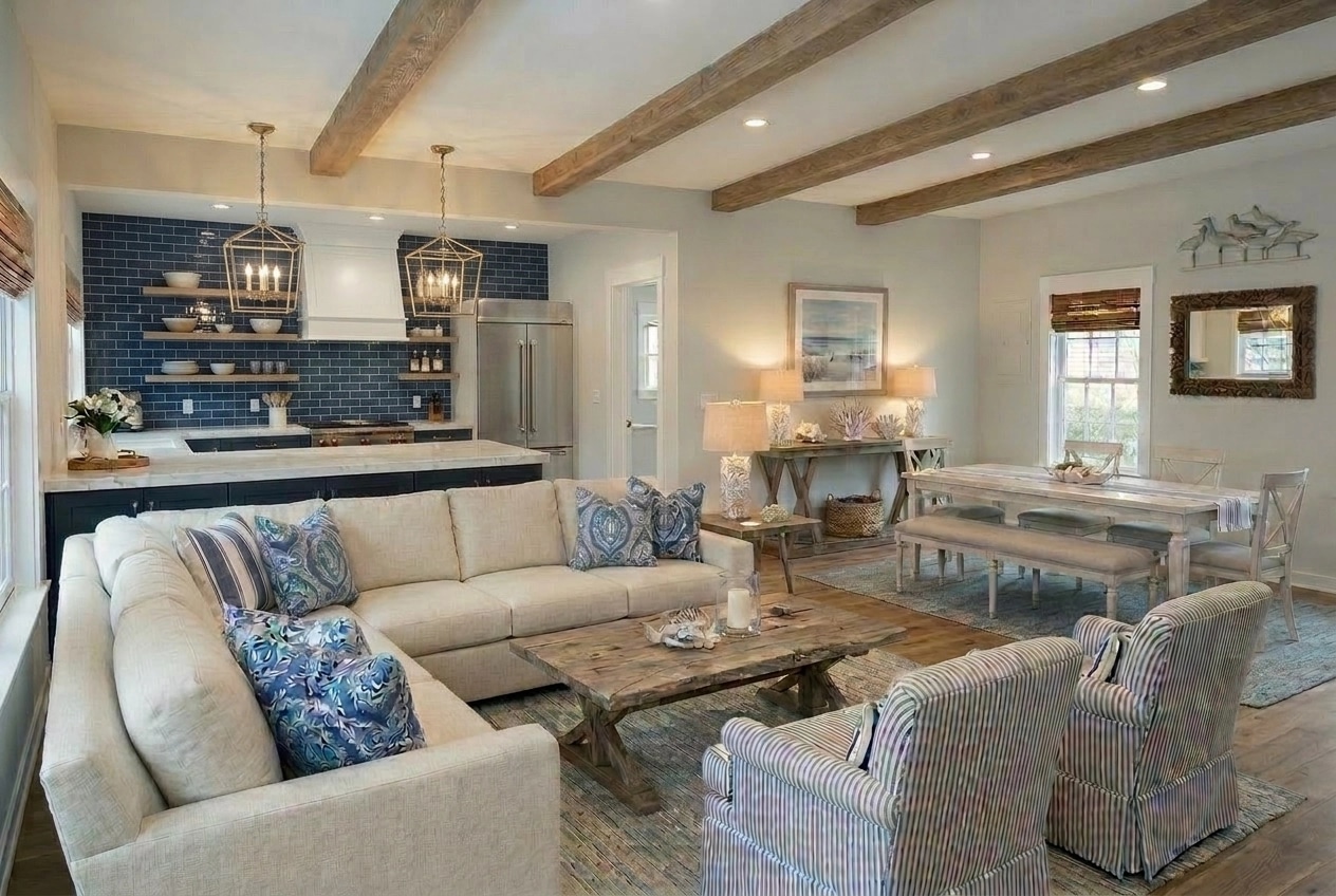 Interior design in Coastal / Hamptons style — Living Room by GenRoom AI