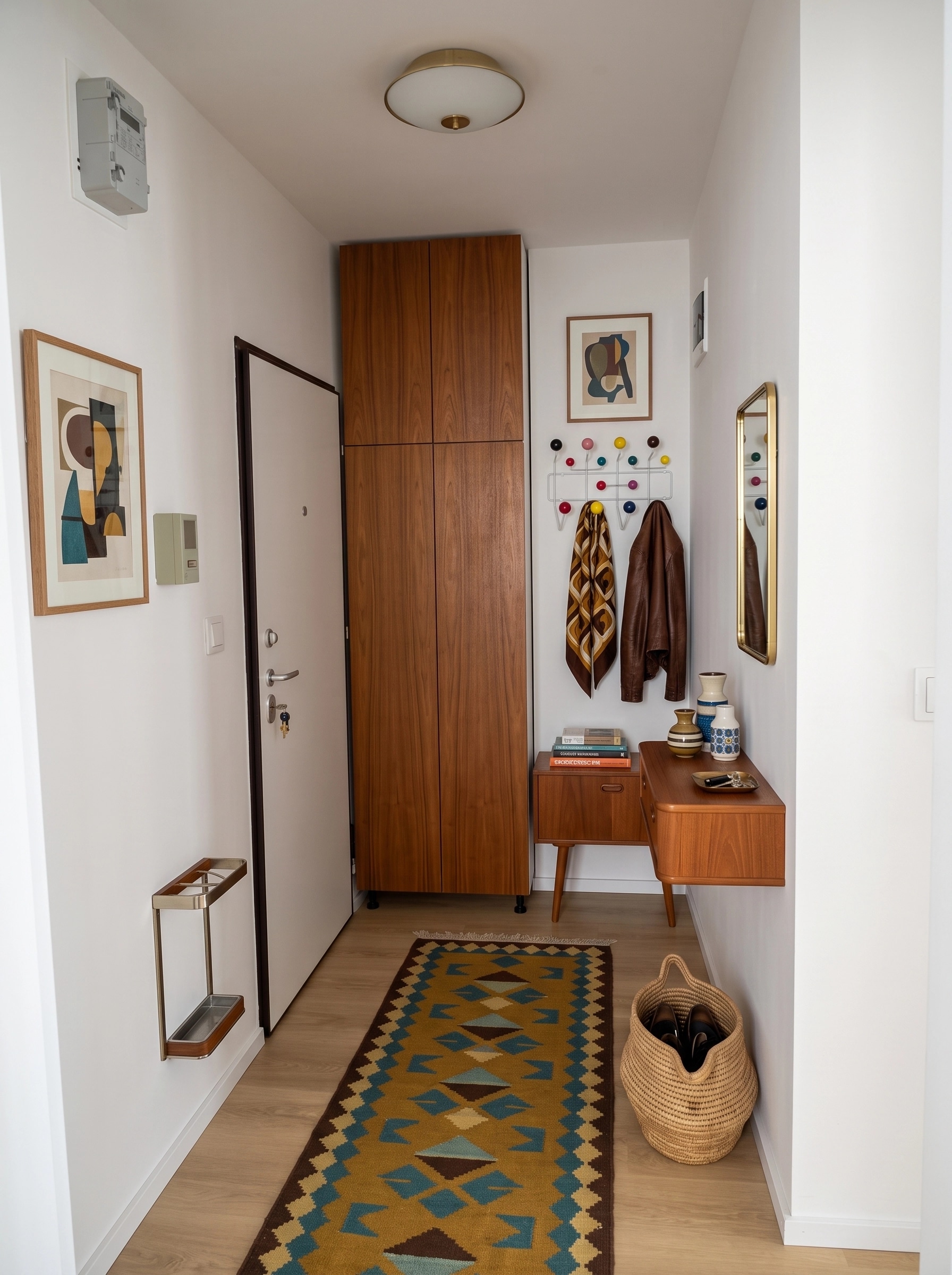 Hallway interior in Mid-Century Modern style — photo by GenRoom AI