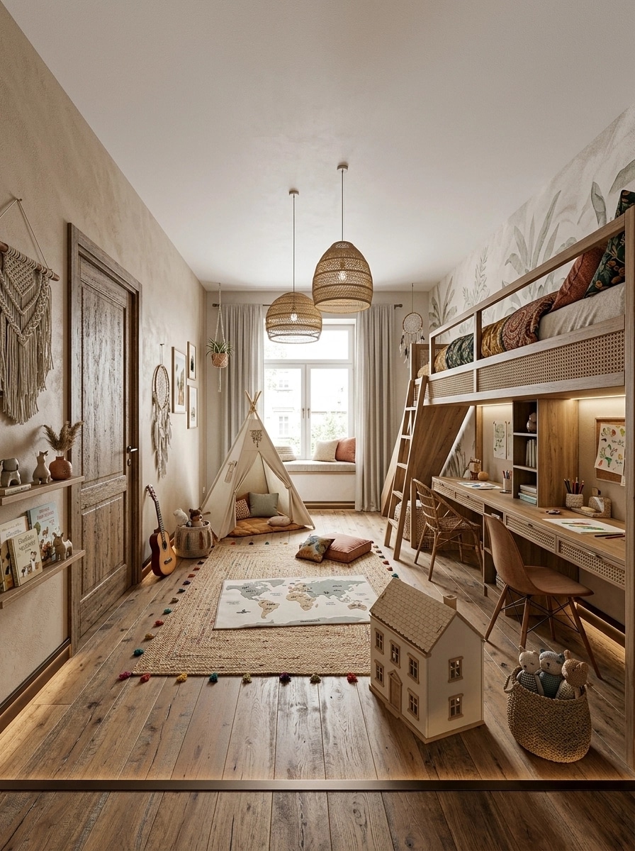 Interior design in Bohemian style — Kids Room by GenRoom AI