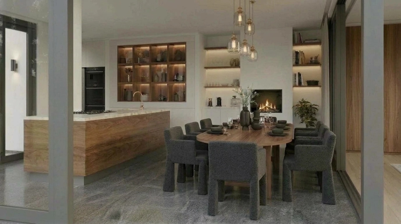 Kitchen interior in Mid-Century Modern style — photo by GenRoom AI