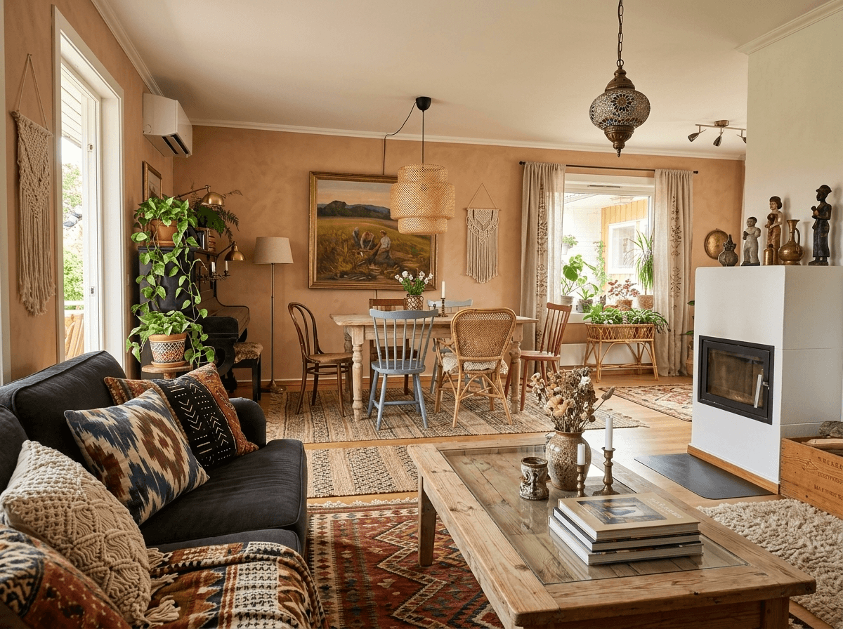 Bohemian Living Room design — interior photo by GenRoom AI