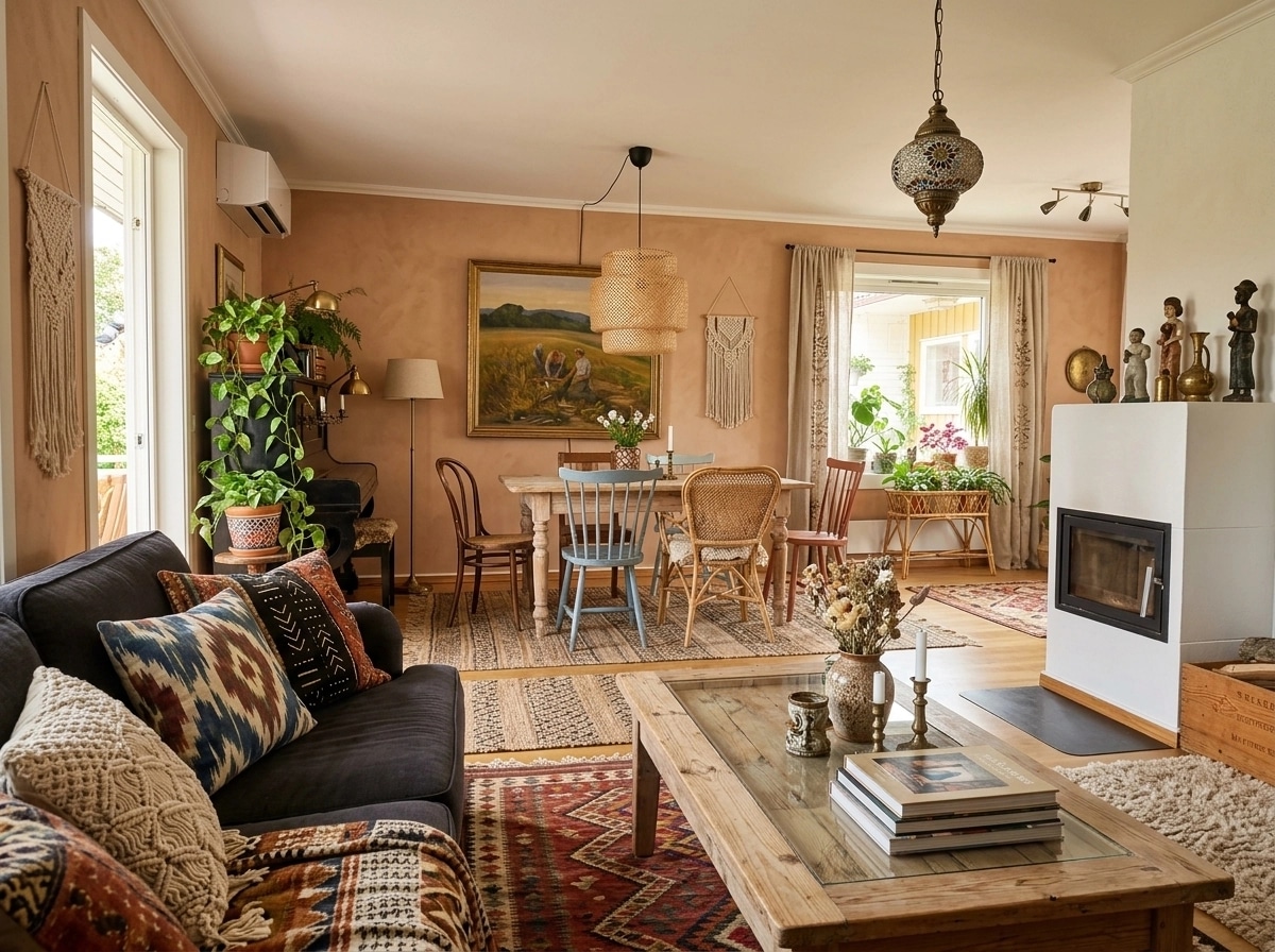 Interior design in Bohemian style — Living Room by GenRoom AI