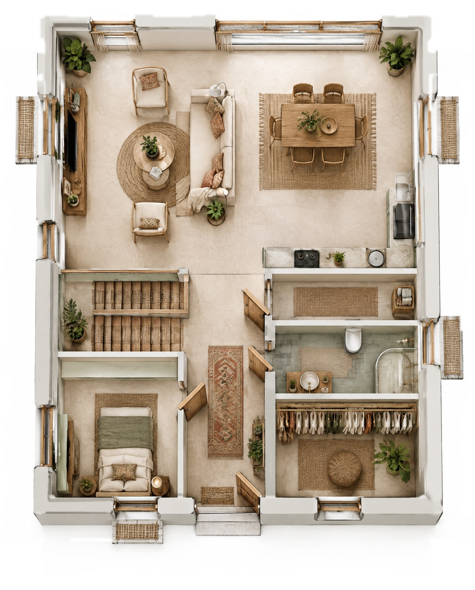 Interior design in Bohemian style — Living Room by GenRoom AI