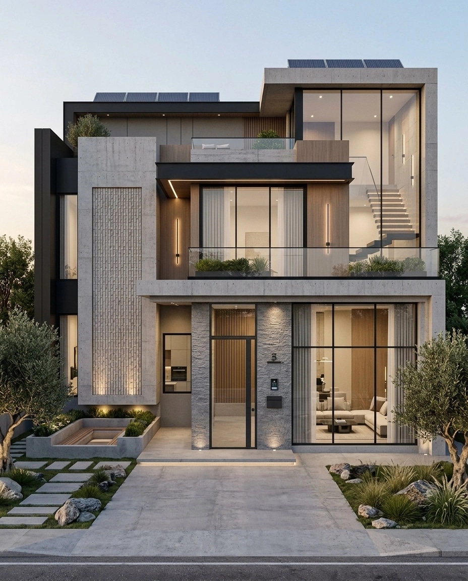 Fasad desain di Contemporary Facade gaya — Fasad oleh GenRoom AI